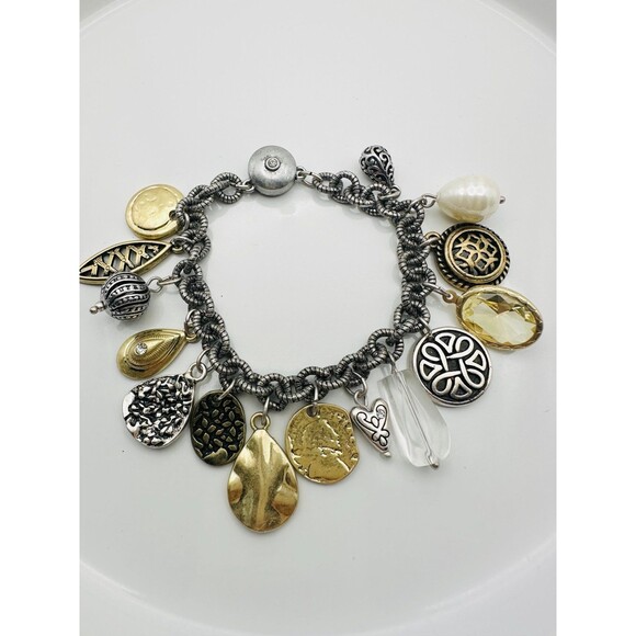 Chico’s gold silver two tone charm Bracelet 7.5” - Picture 1 of 6